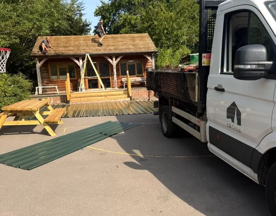 CB Group roofing team and vehicle on site